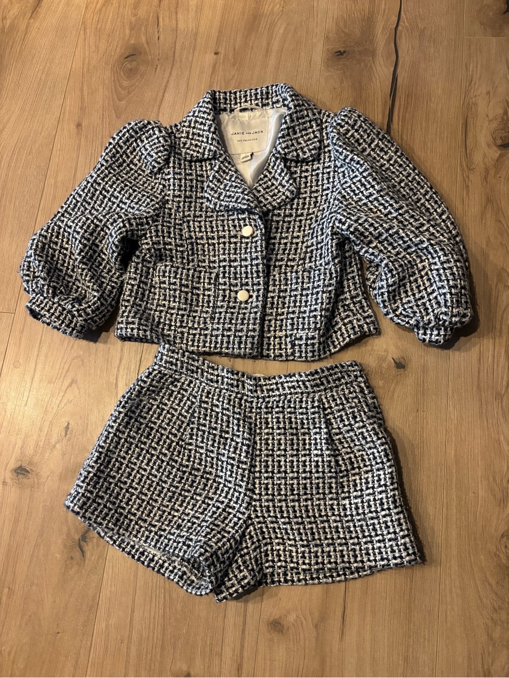 Janie and Jack Black and White Tweed Jacket & Shorts Set